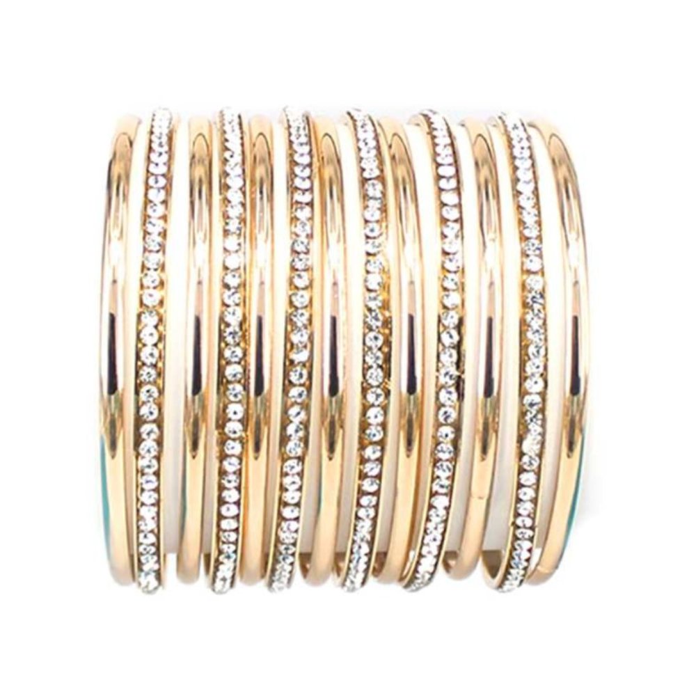Multi Metal Bangle Rhinestone Mix Bracelet